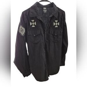 Stylish Black Embroidered Shirt Jacket